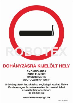 Dohányzásra kijelölt hely 4 nyelvű ANTSZ