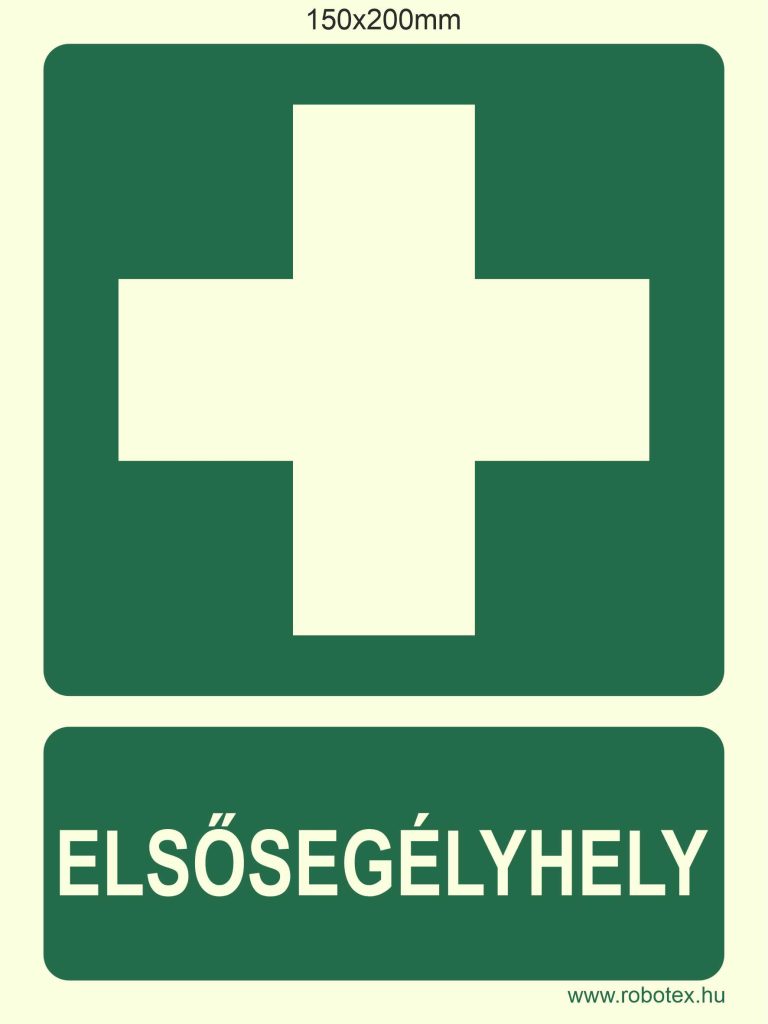 Elsősegélyhely (felirat+piktogram)